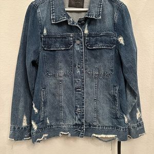 Blank NYC Jean Jacket Denim Jacket SZ Large Distressed